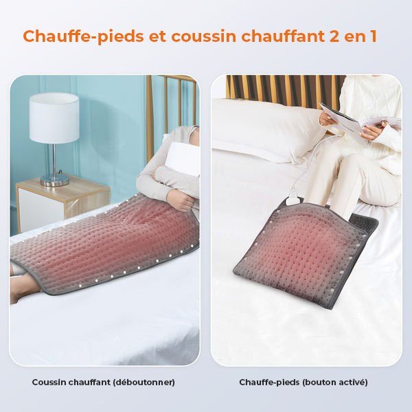Chauffe-pieds et coussin chauffant 2 en 1